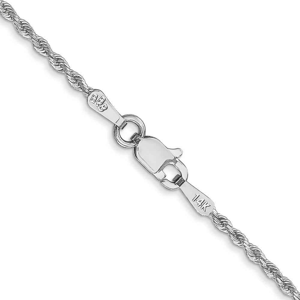 Alternate view of the 1.5mm 10K White Gold Diamond Cut Solid Rope Chain Necklace by The Black Bow Jewelry Co.