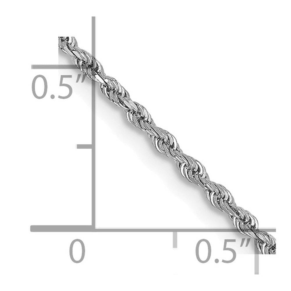 Alternate view of the 1.5mm 10K White Gold Diamond Cut Solid Rope Chain Bracelet by The Black Bow Jewelry Co.