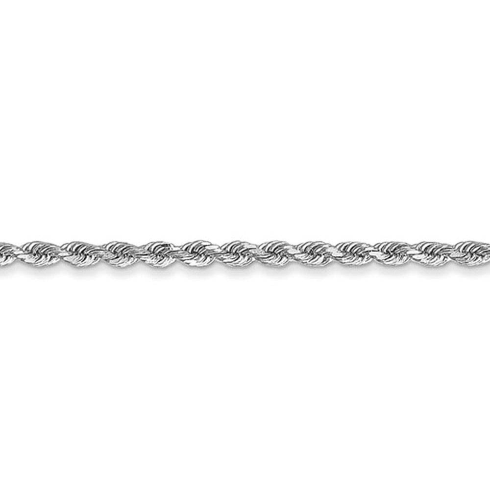 Alternate view of the 1.75mm 10K White Gold Diamond Cut Solid Rope Chain Bracelet by The Black Bow Jewelry Co.