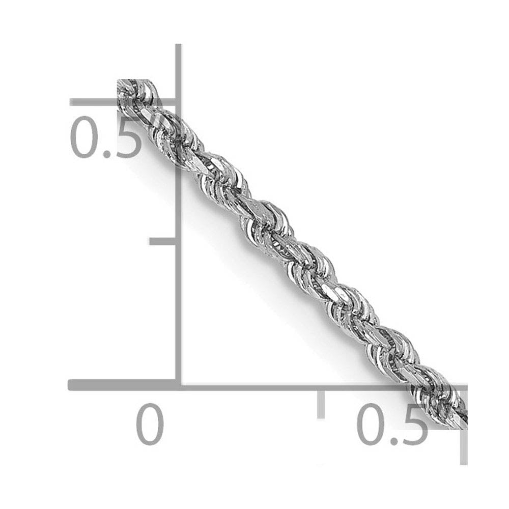 Alternate view of the 1.75mm 10K White Gold Diamond Cut Solid Rope Chain Anklet by The Black Bow Jewelry Co.