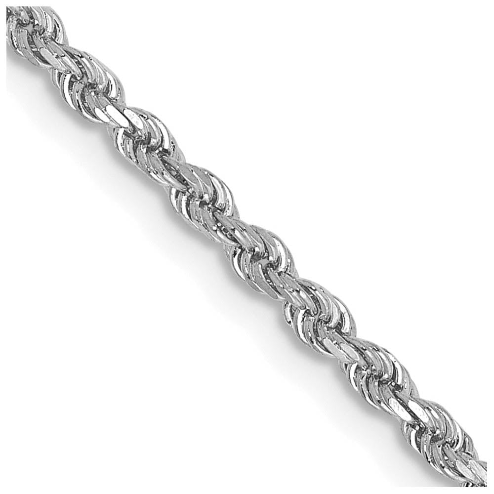 2mm 10k White Gold Solid Diamond Cut Rope Chain Bracelet, Item C10560-B by The Black Bow Jewelry Co.