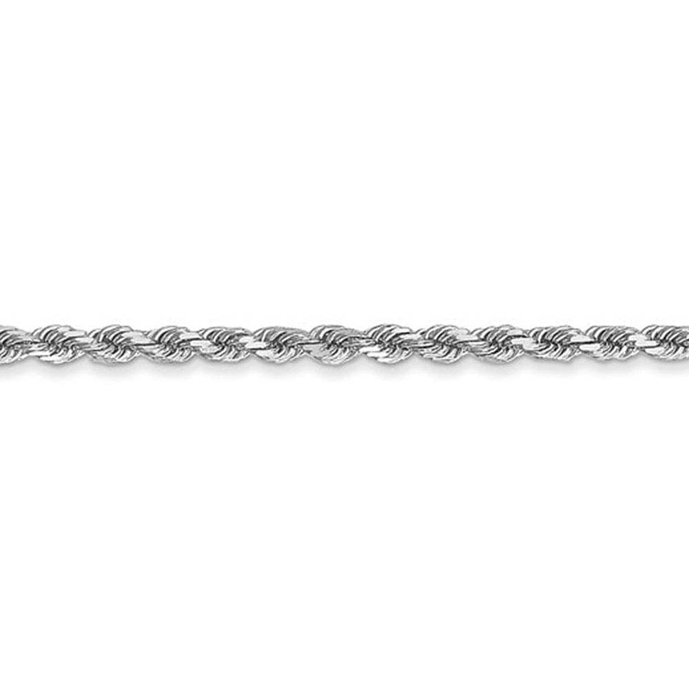 Alternate view of the 2mm 10k White Gold Solid Diamond Cut Rope Chain Bracelet by The Black Bow Jewelry Co.