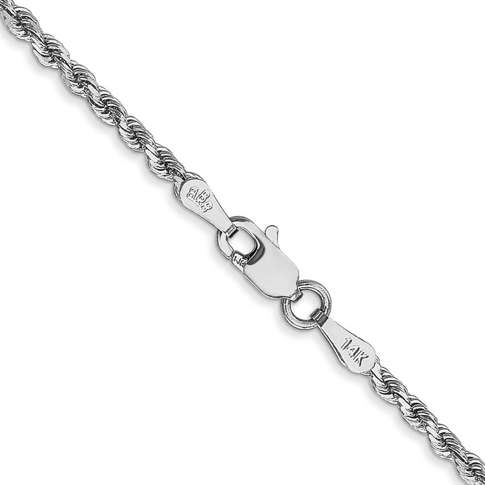 Alternate view of the 2mm 10k White Gold Solid Diamond Cut Rope Chain Bracelet by The Black Bow Jewelry Co.