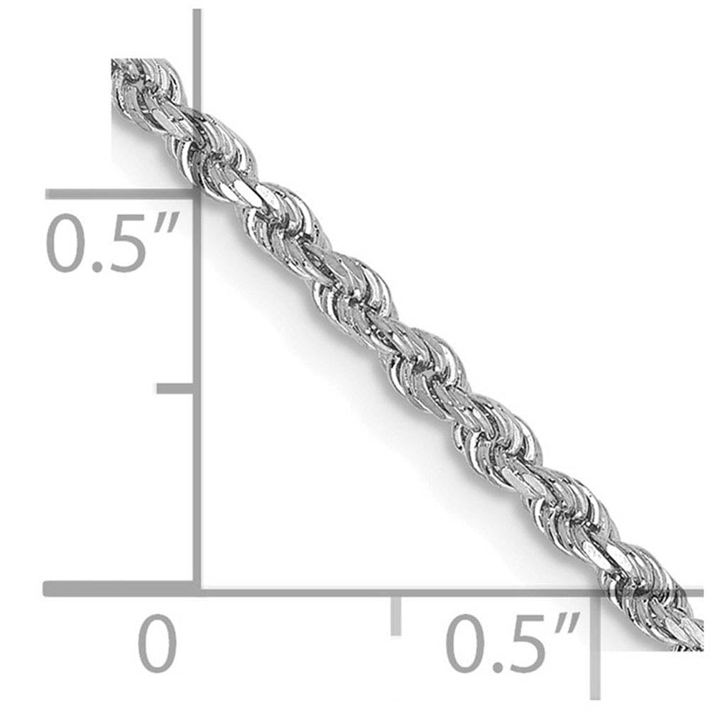 Alternate view of the 2mm 10k White Gold Solid Diamond Cut Rope Chain Necklace by The Black Bow Jewelry Co.