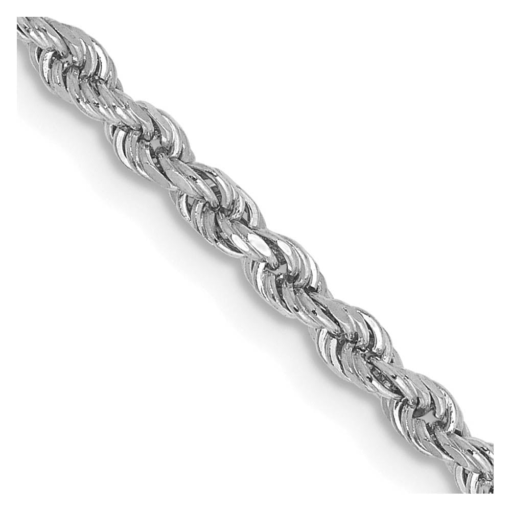 2.25mm 10k White Gold Solid Diamond Cut Rope Chain Bracelet, Item C10561-B by The Black Bow Jewelry Co.