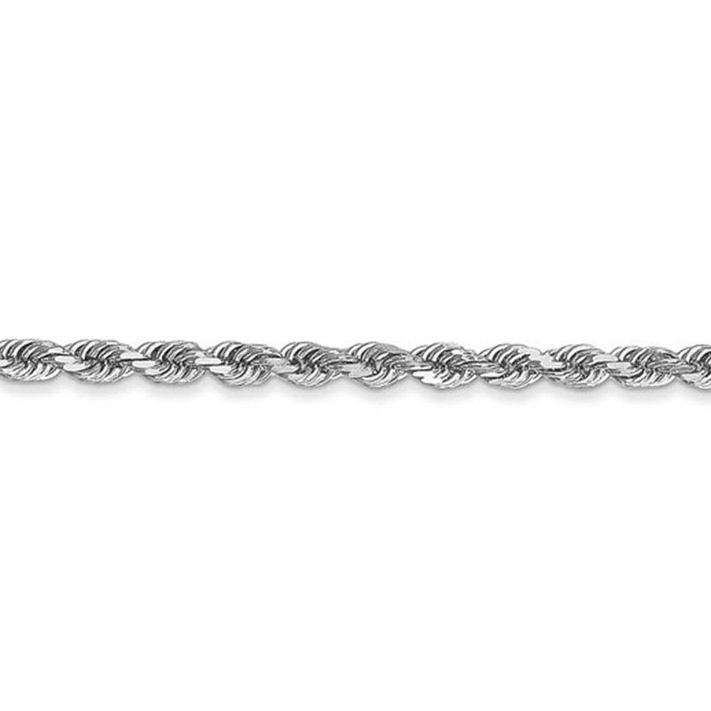 Alternate view of the 2.25mm 10k White Gold Solid Diamond Cut Rope Chain Bracelet by The Black Bow Jewelry Co.
