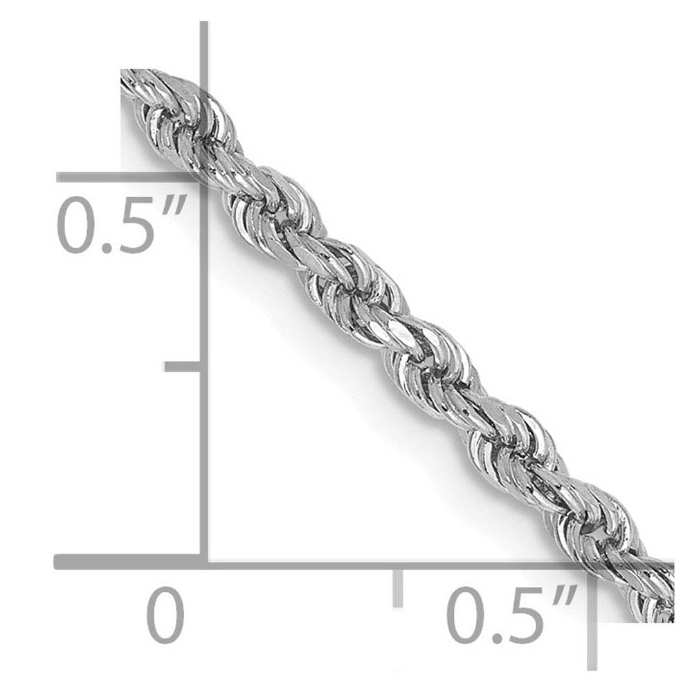 Alternate view of the 2.25mm 10k White Gold Solid Diamond Cut Rope Chain Bracelet by The Black Bow Jewelry Co.