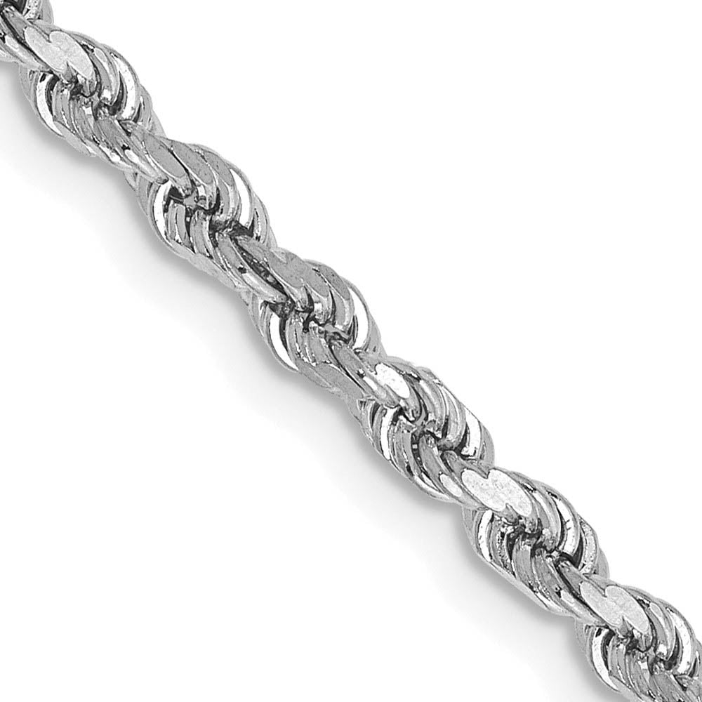 2.75mm 10k White Gold Solid Diamond Cut Rope Chain Bracelet, Item C10562-B by The Black Bow Jewelry Co.