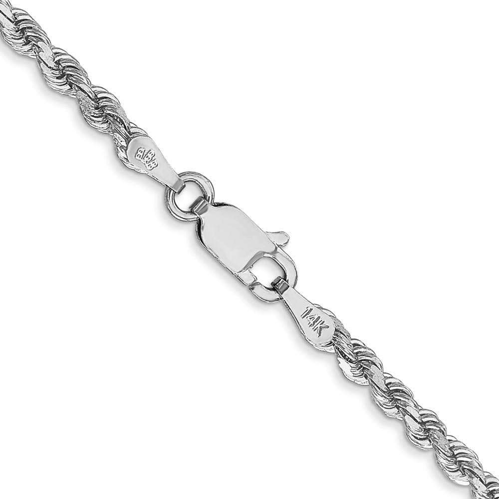 Alternate view of the 2.75mm 10k White Gold Solid Diamond Cut Rope Chain Necklace by The Black Bow Jewelry Co.