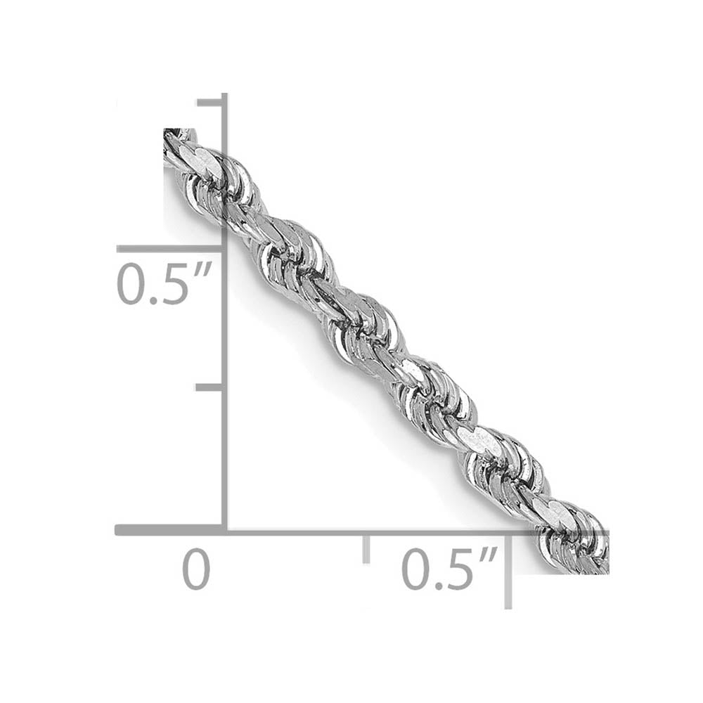 Alternate view of the 2.75mm 10k White Gold Solid Diamond Cut Rope Chain Bracelet by The Black Bow Jewelry Co.