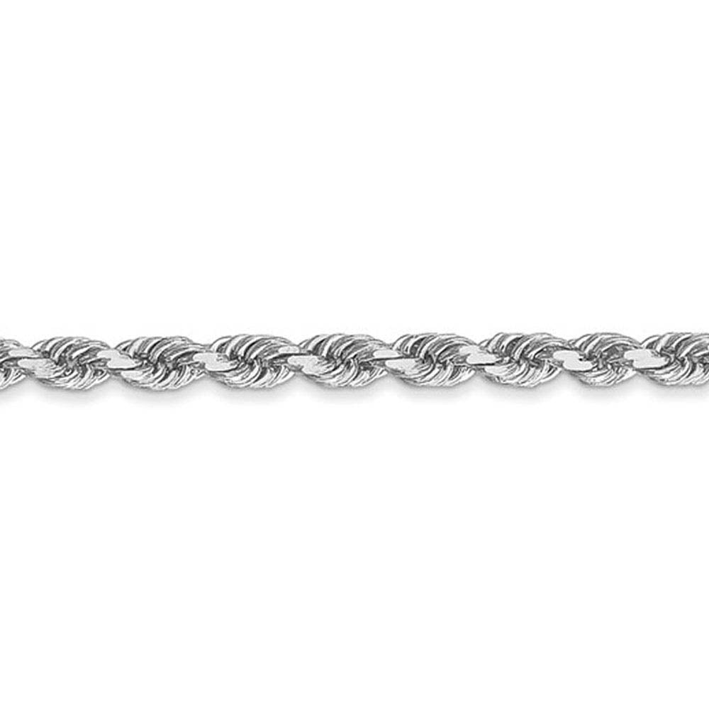 Alternate view of the 3mm 10k White Gold Solid Diamond Cut Rope Chain Bracelet by The Black Bow Jewelry Co.