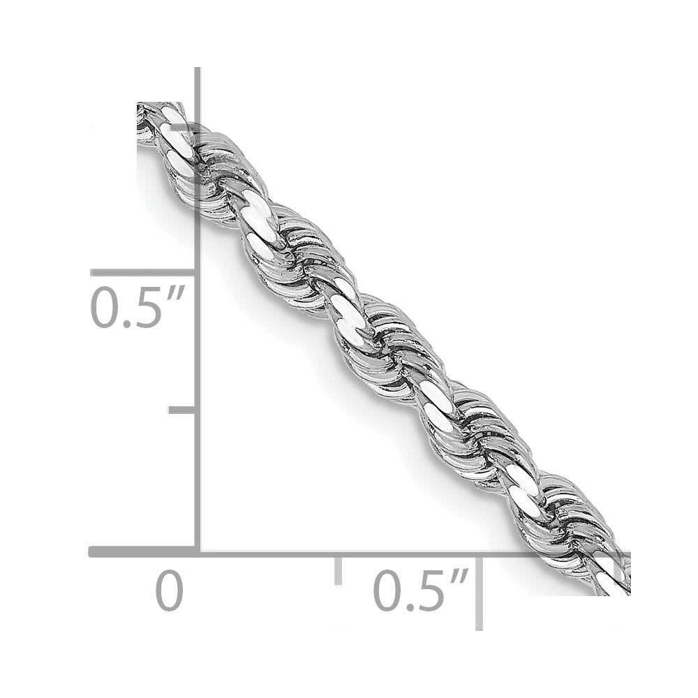 Alternate view of the 4.25mm 14K White Gold Diamond Cut Solid Rope Chain Necklace by The Black Bow Jewelry Co.