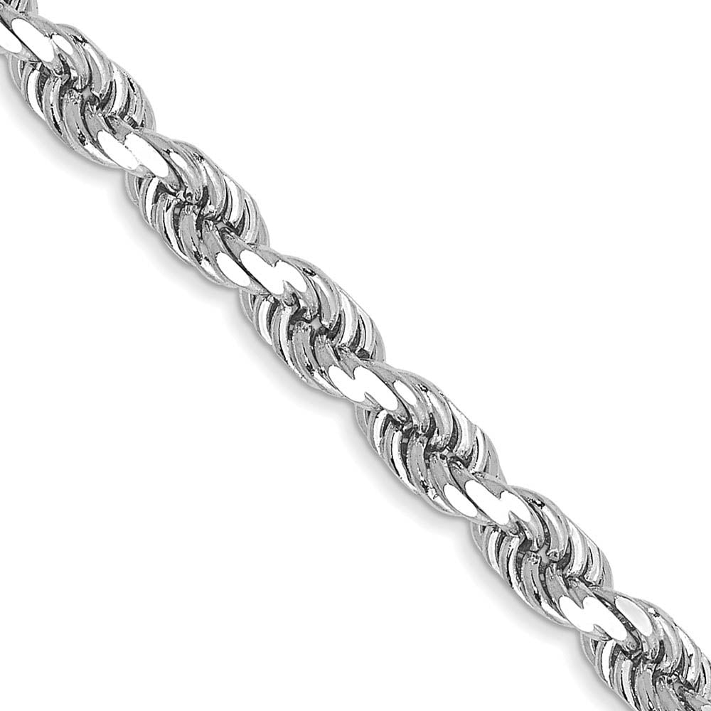 3.5mm 10k White Gold Solid Diamond Cut Rope Chain Necklace, Item C10565 by The Black Bow Jewelry Co.