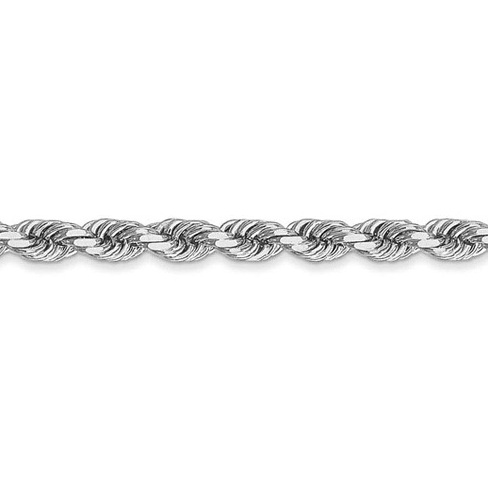 Alternate view of the 3.5mm 10k White Gold Solid Diamond Cut Rope Chain Necklace by The Black Bow Jewelry Co.