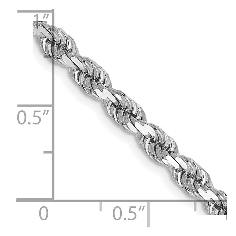 Alternate view of the 4mm 10k White Gold Solid Diamond Cut Rope Chain Bracelet by The Black Bow Jewelry Co.