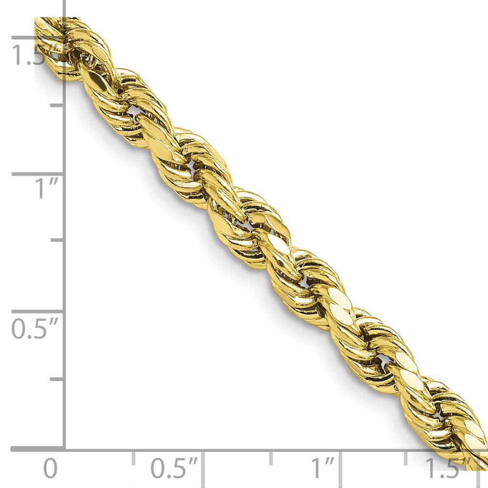 Alternate view of the 5.5mm 10K Yellow Gold Hollow Diamond Cut Rope Chain Necklace by The Black Bow Jewelry Co.