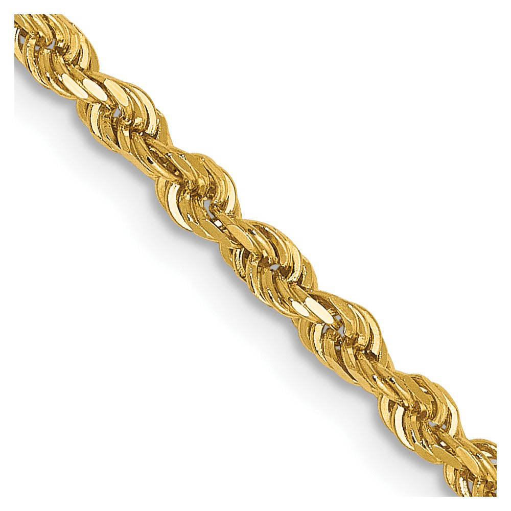 2.5mm 14k Yellow Gold Solid Diamond Cut Rope Chain Necklace, Item C10575 by The Black Bow Jewelry Co.
