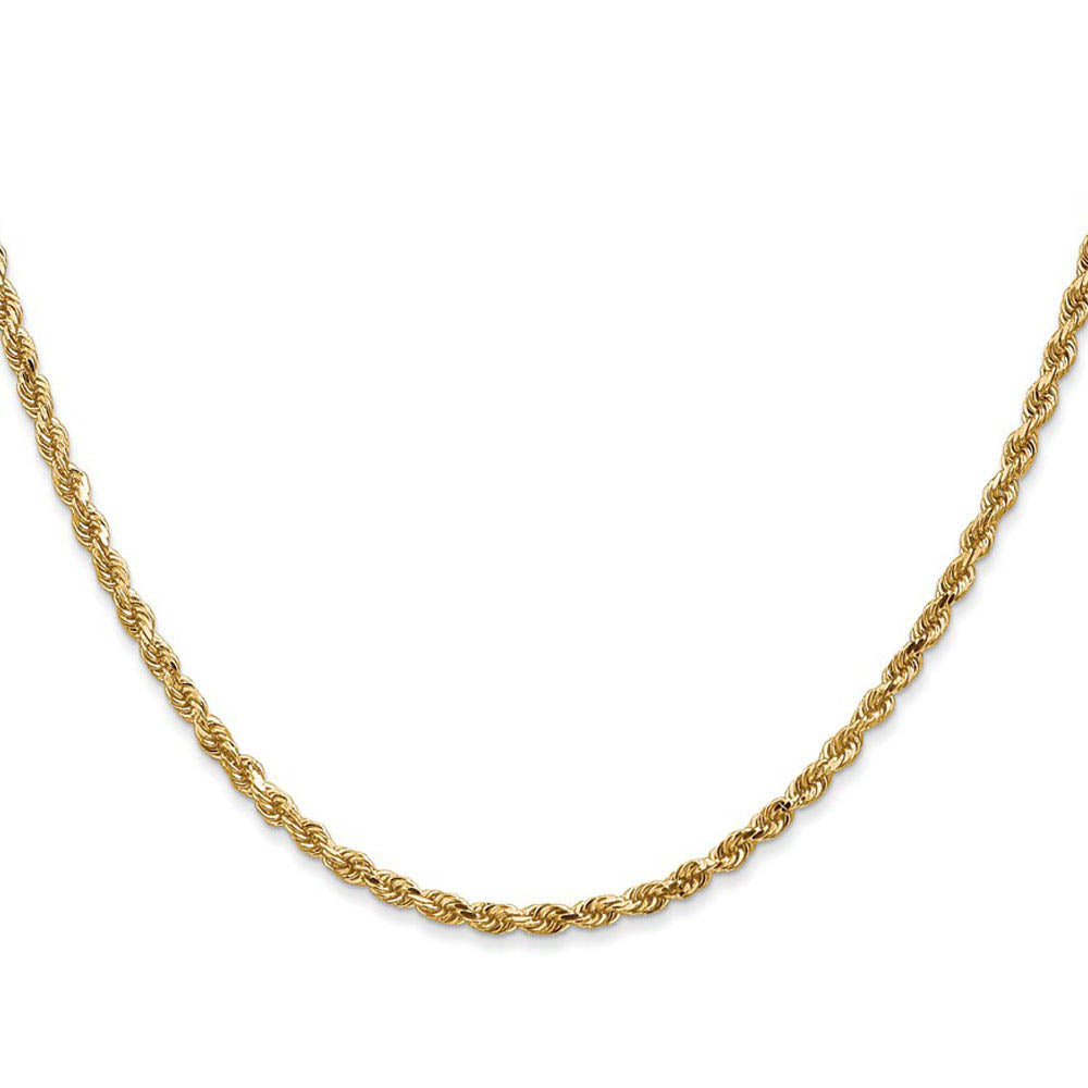 Alternate view of the 2.5mm 14k Yellow Gold Solid Diamond Cut Rope Chain Necklace by The Black Bow Jewelry Co.