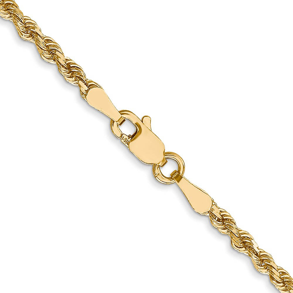 Alternate view of the 2.5mm 14k Yellow Gold Solid Diamond Cut Rope Chain Necklace by The Black Bow Jewelry Co.