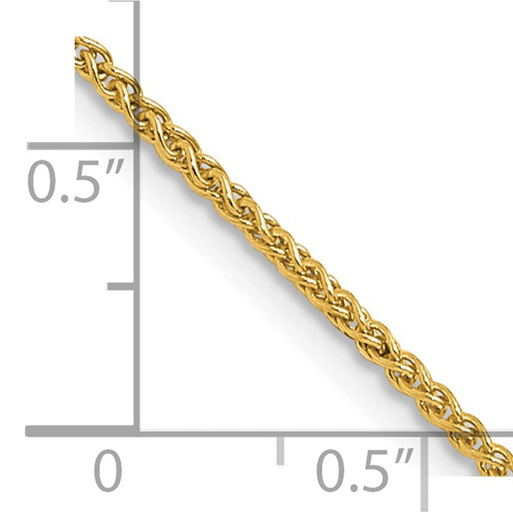 Alternate view of the 1mm 14K Yellow Gold Solid Spiga Chain Anklet, 9 Inch by The Black Bow Jewelry Co.