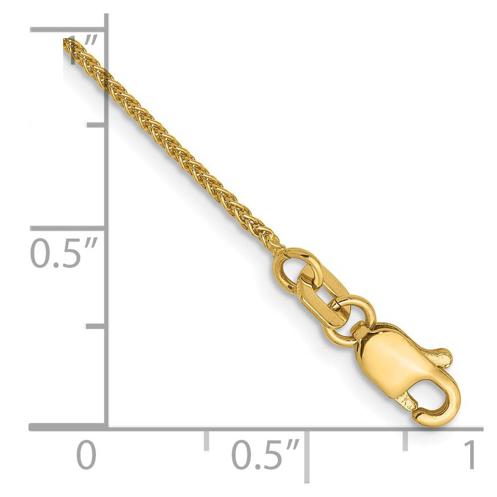 Alternate view of the 1mm 14K Yellow Gold Solid Spiga Chain Anklet, 9 Inch by The Black Bow Jewelry Co.