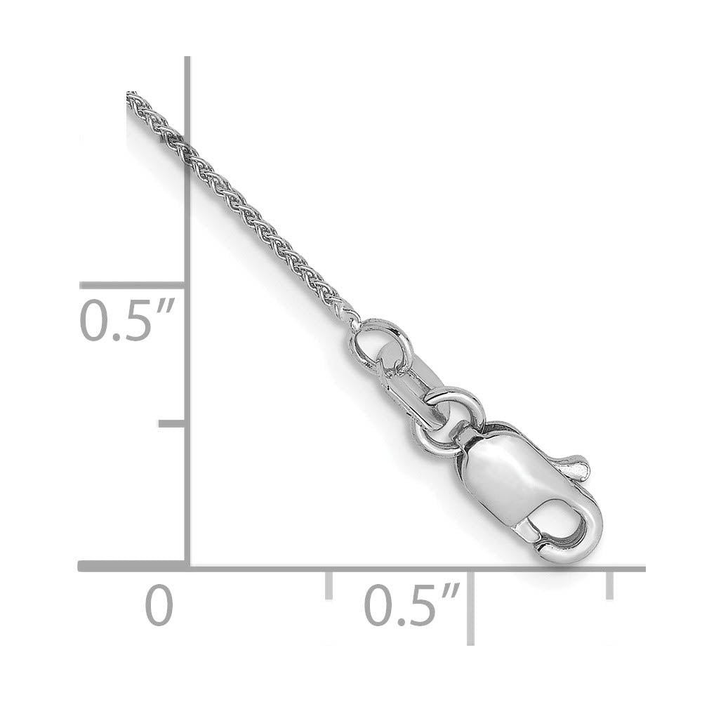 Alternate view of the 0.8mm 14K White Gold Solid Spiga Chain Anklet, 9 Inch by The Black Bow Jewelry Co.