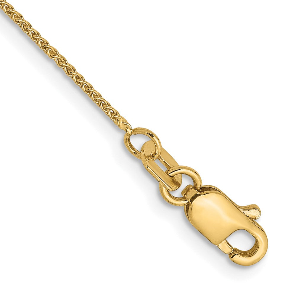 Alternate view of the 0.8mm 14K Yellow or White Gold Solid Spiga Chain Anklet, 9 Inch by The Black Bow Jewelry Co.