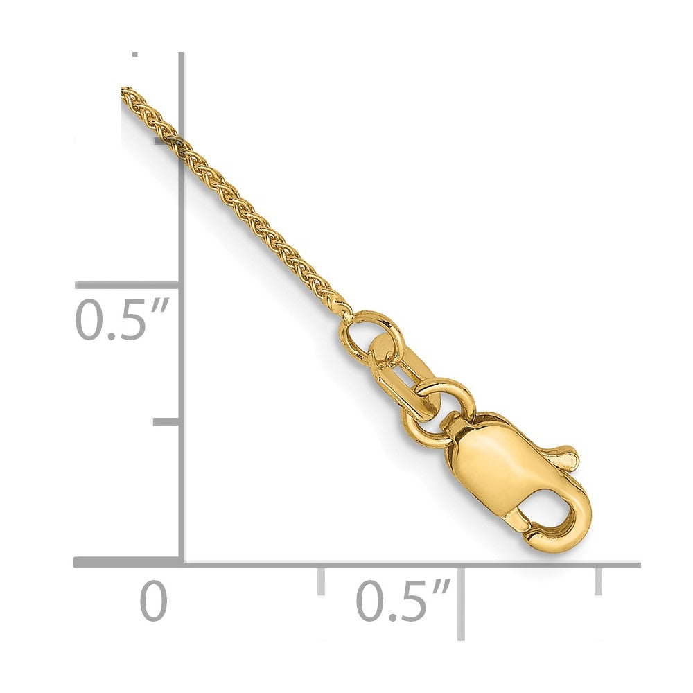 Alternate view of the 0.8mm 14K Yellow Gold Solid Spiga Chain Anklet, 9 Inch by The Black Bow Jewelry Co.