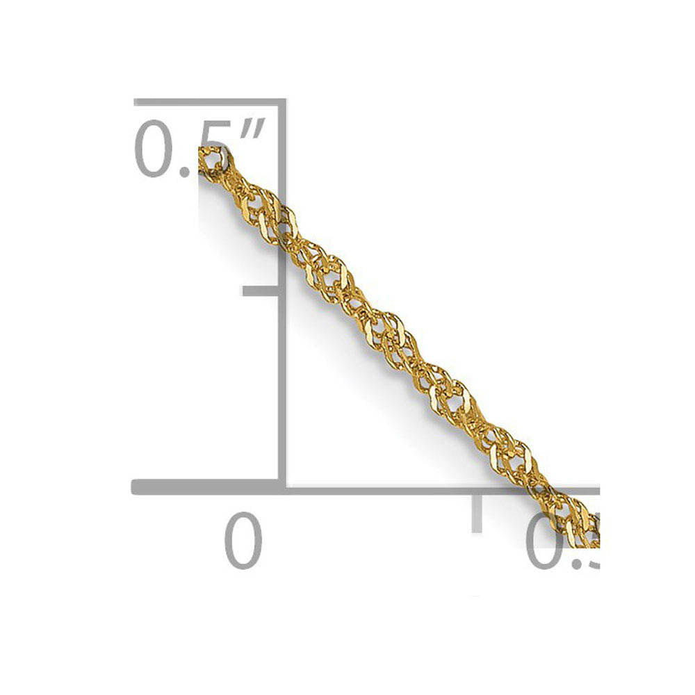 Alternate view of the 1mm 14K Yellow Gold Polished Solid Singapore Chain Necklace by The Black Bow Jewelry Co.