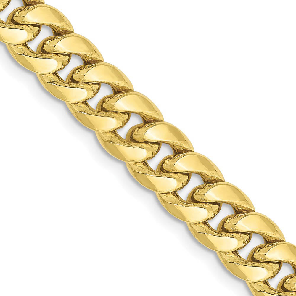 6.75mm 10K Yellow Gold Hollow Miami Cuban Curb Chain Bracelet, Item C10582-B by The Black Bow Jewelry Co.