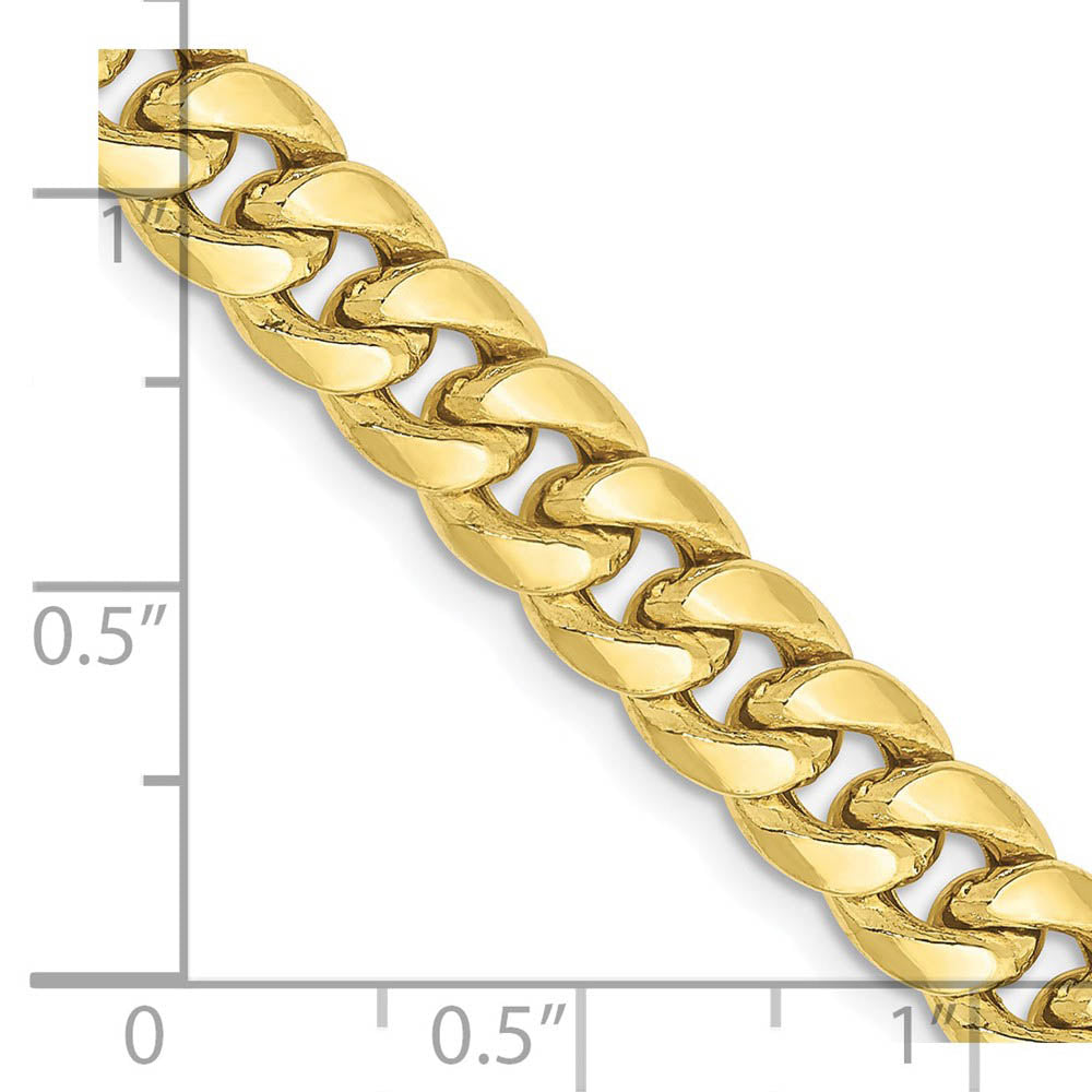 Alternate view of the Men's 6.75mm 10K Yellow Gold Hollow Cuban Curb Chain Necklace by The Black Bow Jewelry Co.