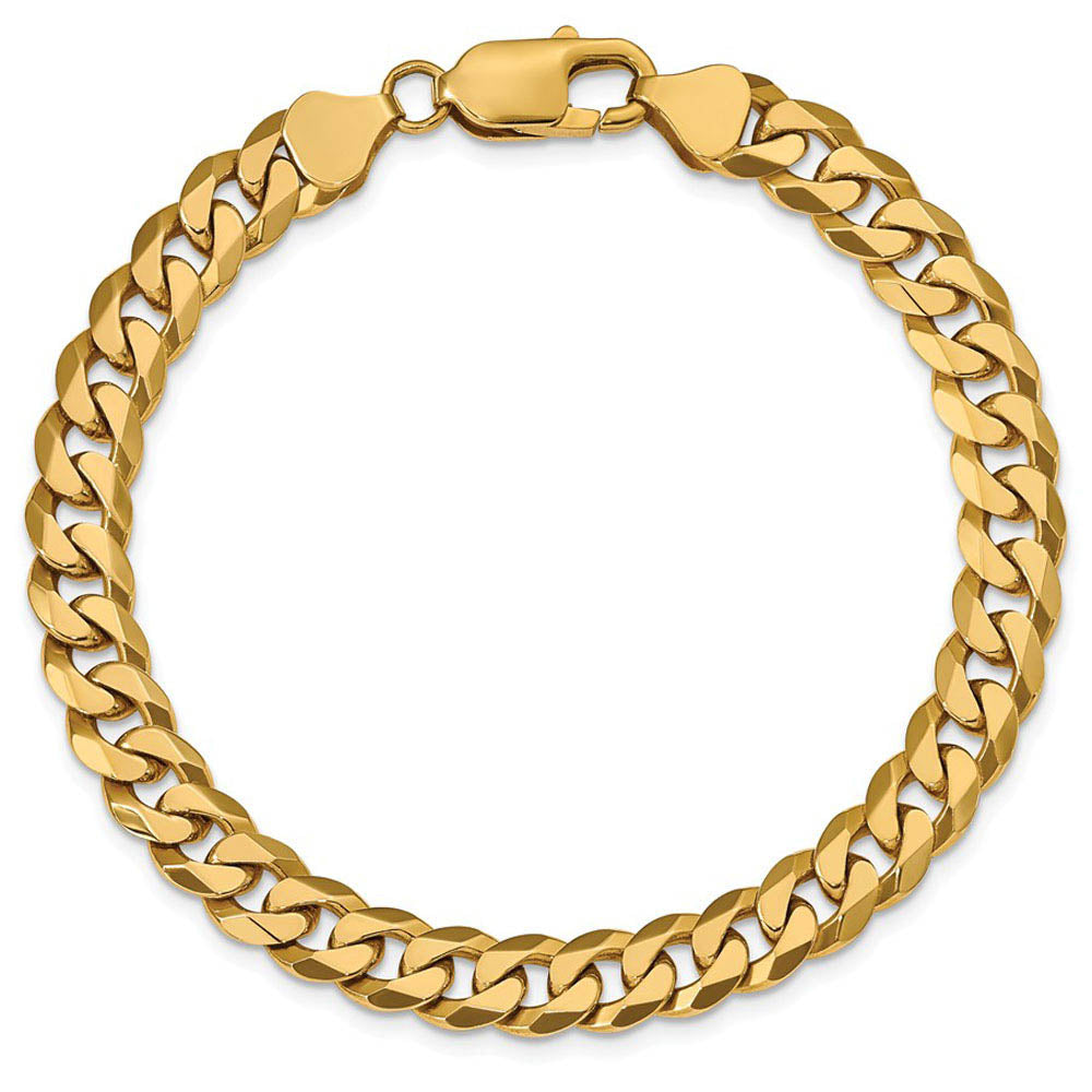 Alternate view of the Men's 10k Yellow Gold 9.3mm Hollow Miami Cuban (Curb) Chain Bracelet by The Black Bow Jewelry Co.