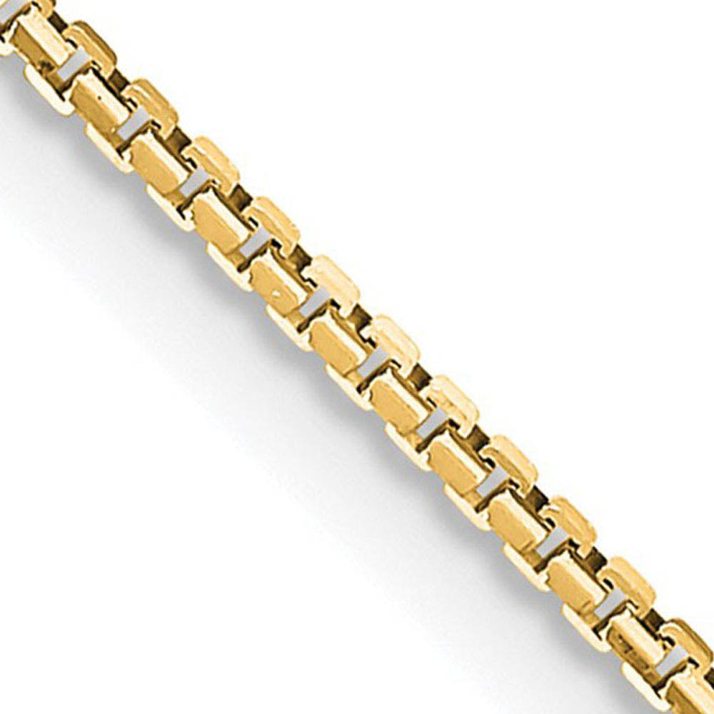 1mm 14K Yellow Gold Solid Concave Box Chain Necklace, Item C10590 by The Black Bow Jewelry Co.