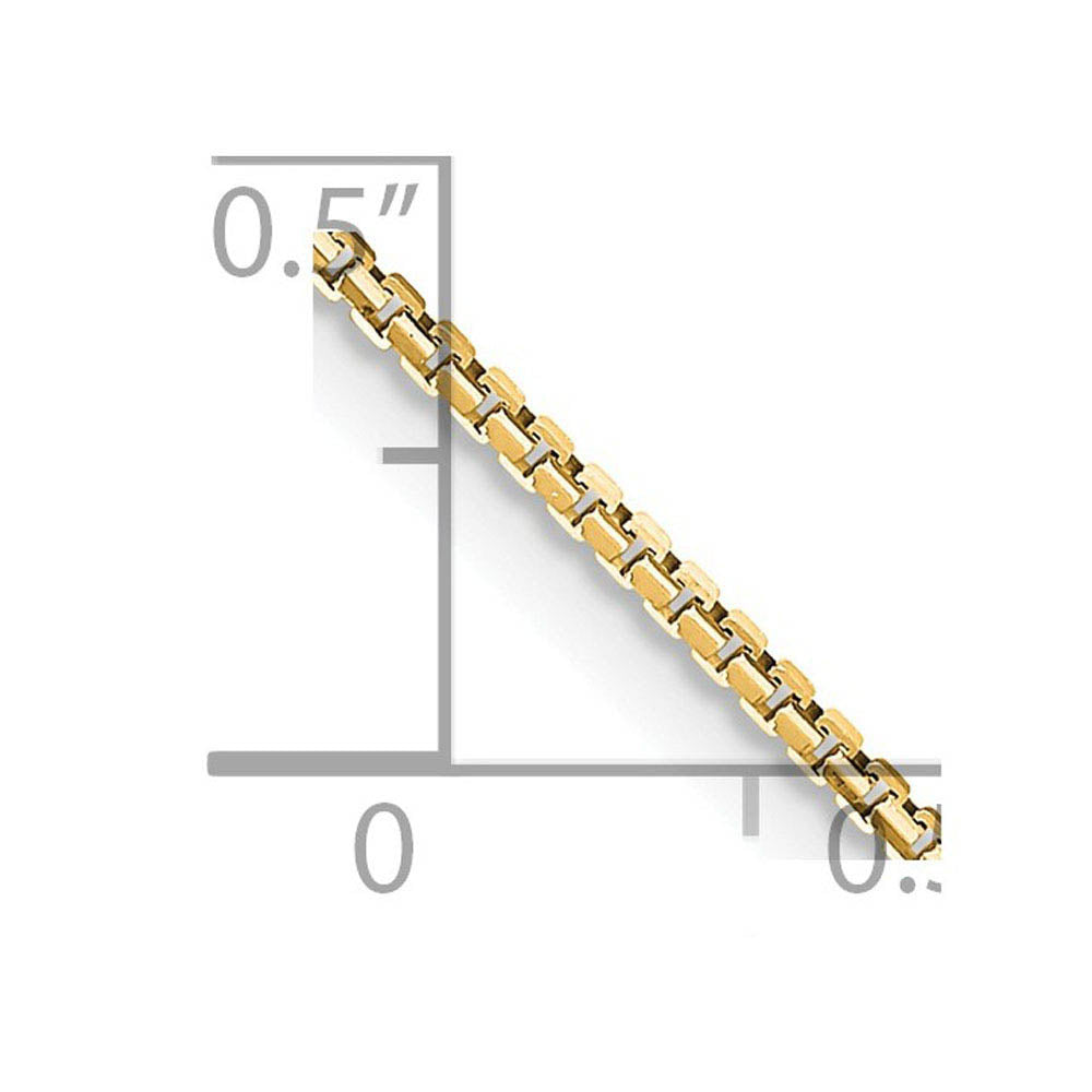 Alternate view of the 1mm 14K Yellow Gold Solid Concave Box Chain Necklace by The Black Bow Jewelry Co.