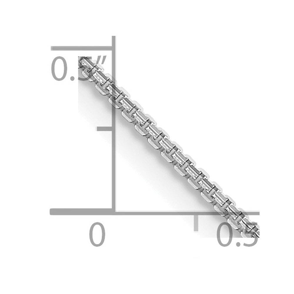 Alternate view of the 1.5mm 14K White Gold Solid Concave Box Chain Necklace by The Black Bow Jewelry Co.