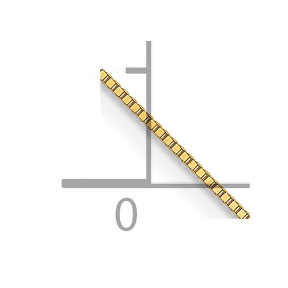 Alternate view of the 0.5mm 14K Yellow Gold Solid Box Chain Necklace by The Black Bow Jewelry Co.