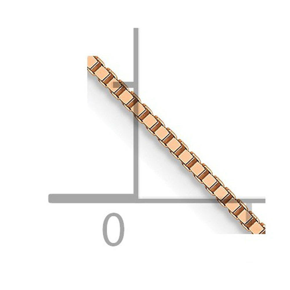 Alternate view of the 0.8mm 14k Rose Gold Solid Box Chain Lobster Claw Clasp Necklace by The Black Bow Jewelry Co.