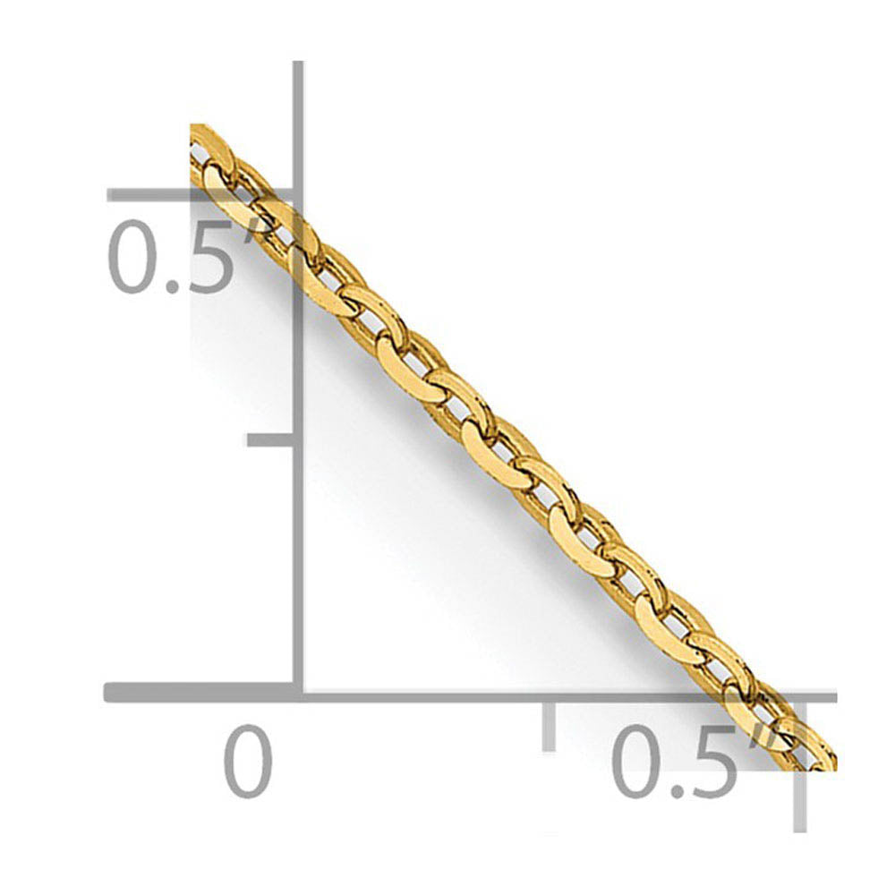 Alternate view of the 1.5mm 18K Yellow Gold Diamond Cut Solid Cable Chain Necklace by The Black Bow Jewelry Co.