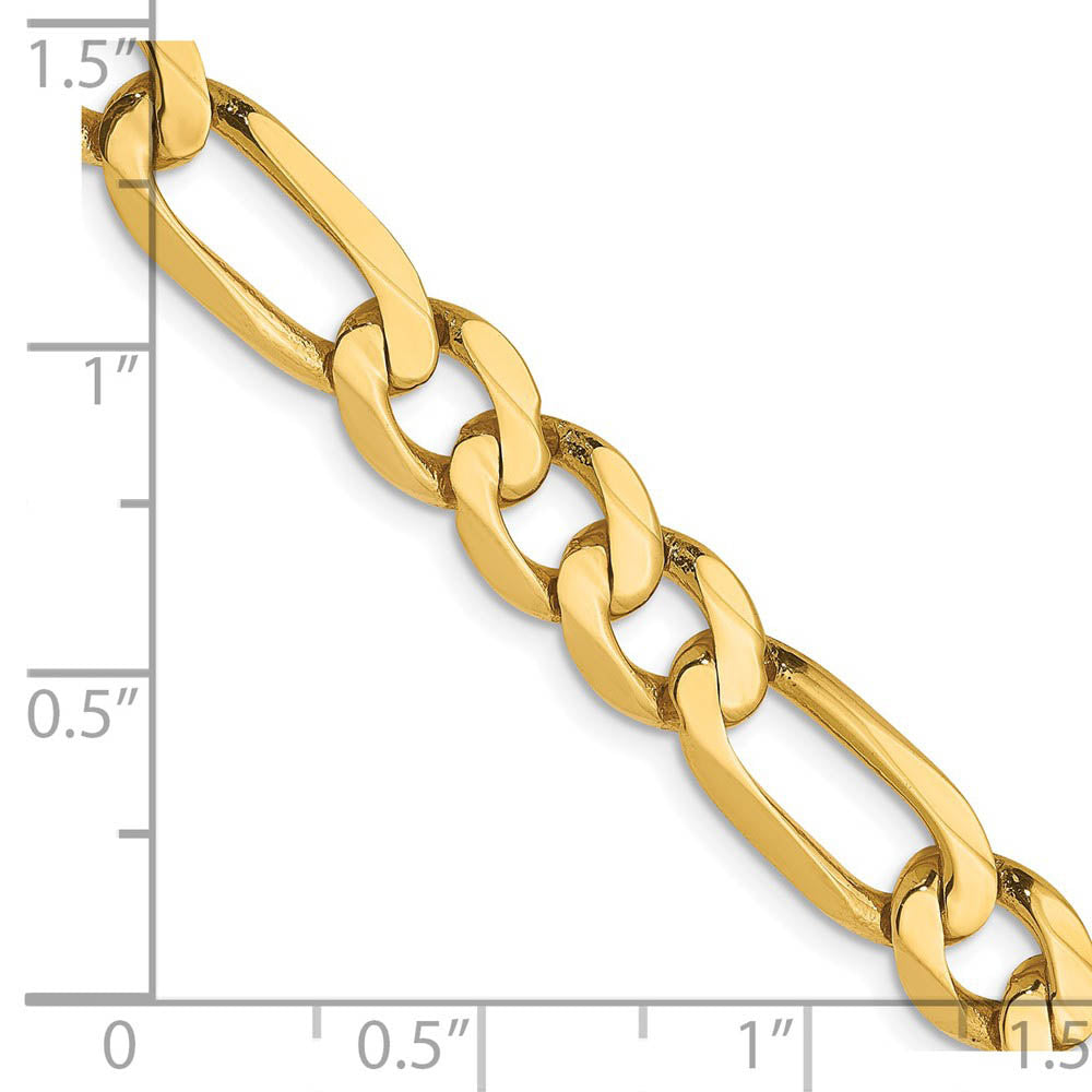 Alternate view of the Men's 7mm 14K Yellow Gold Solid Flat Figaro Chain Bracelet by The Black Bow Jewelry Co.