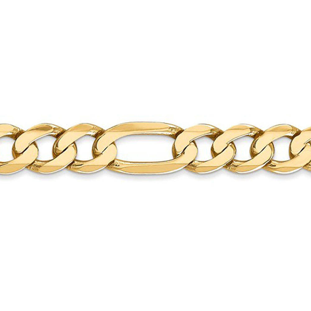 Alternate view of the Men's 7mm 14K Yellow Gold Solid Flat Figaro Chain Necklace by The Black Bow Jewelry Co.