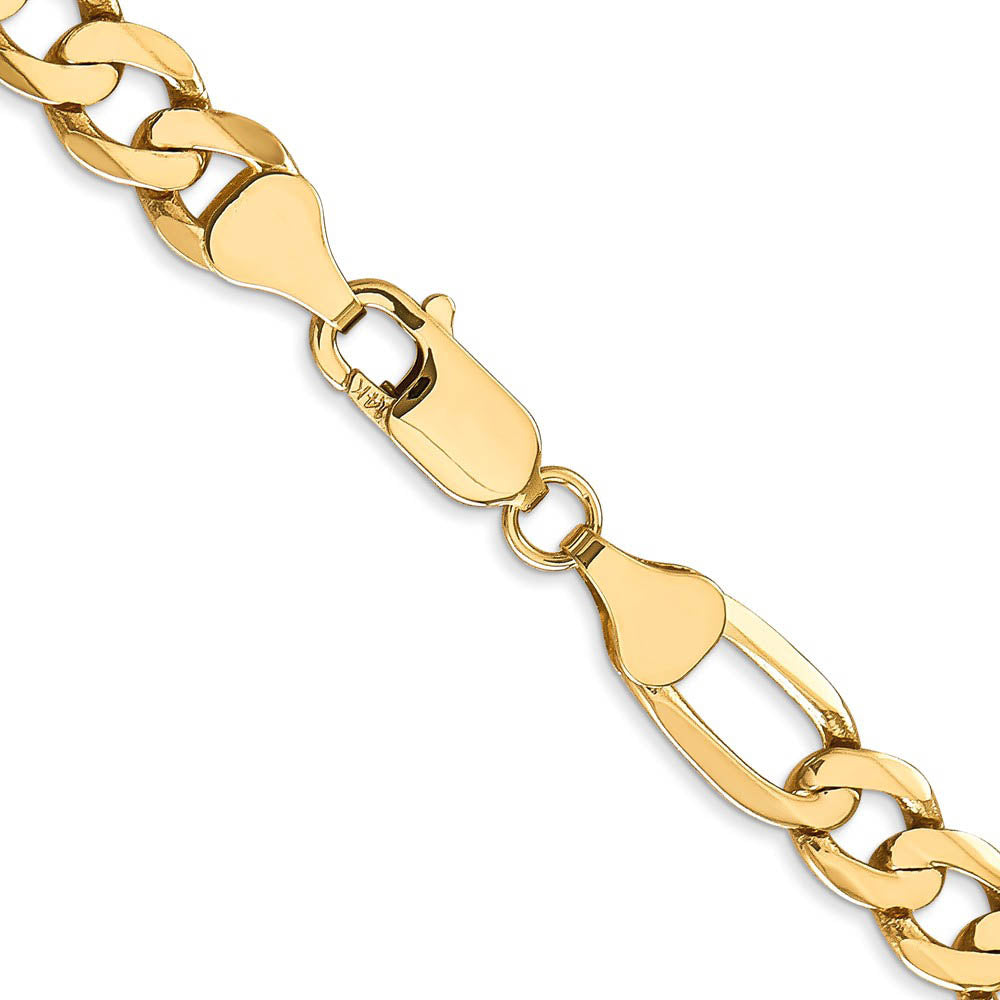 Alternate view of the Men's 7mm 14K Yellow Gold Solid Flat Figaro Chain Necklace by The Black Bow Jewelry Co.
