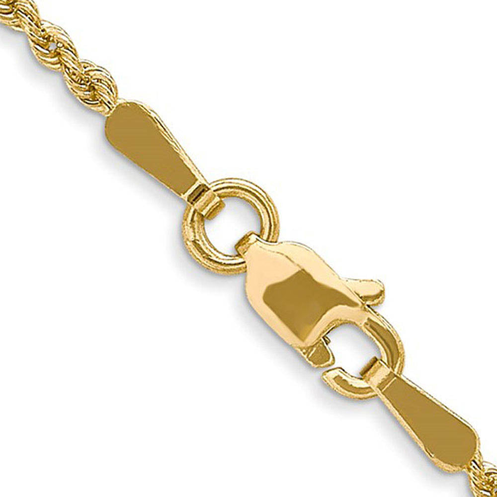 Alternate view of the 1.6mm 14K Yellow Gold Solid Classic Rope Chain Anklet, 9 Inch by The Black Bow Jewelry Co.