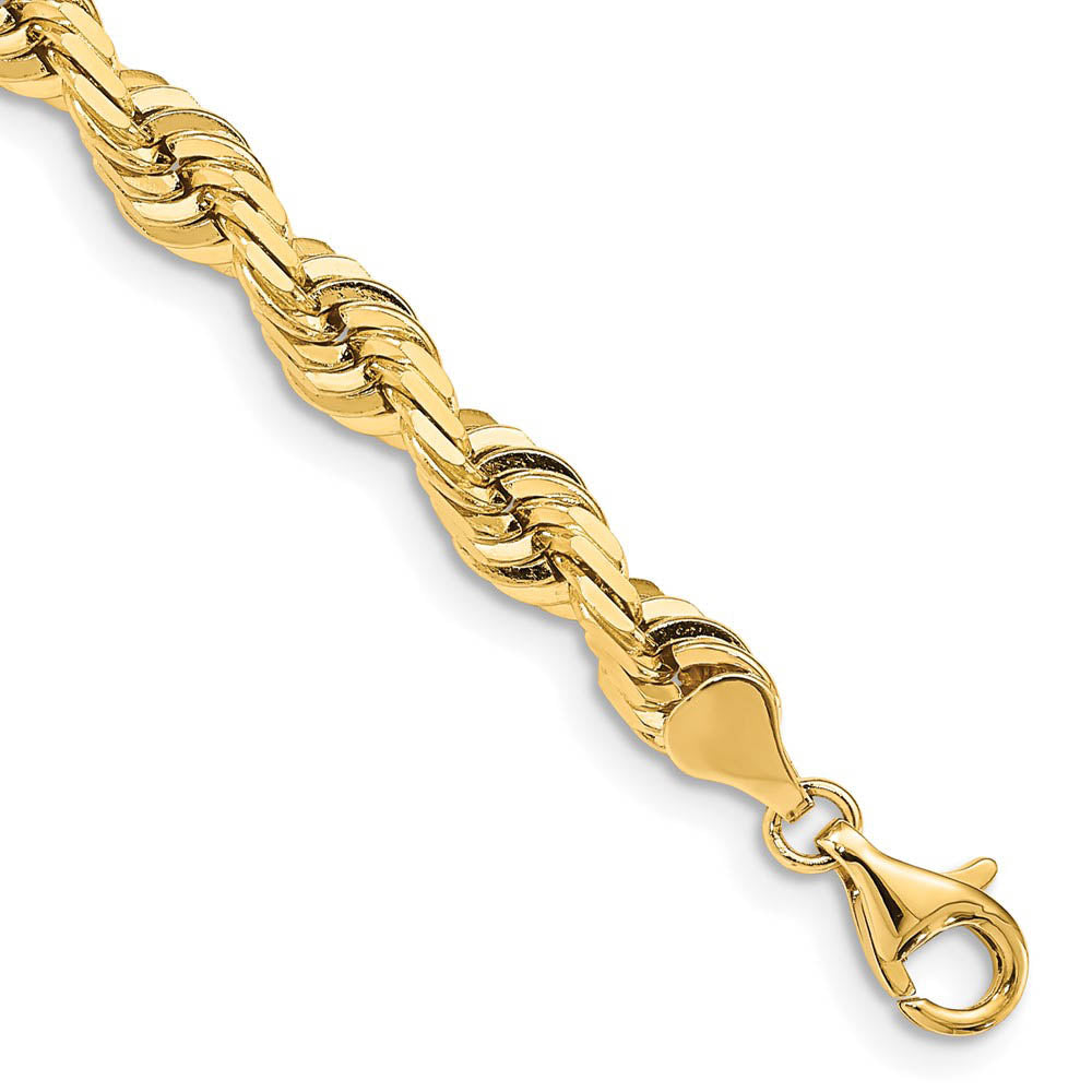 Mens 7mm 14K Yellow Gold Solid D/C Quadruple Rope Chain Bracelet, 8 In, Item C10615 by The Black Bow Jewelry Co.