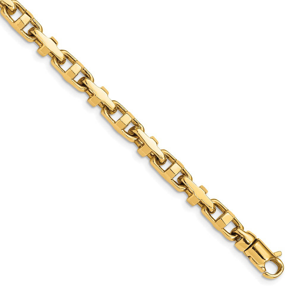 5mm 14K Yellow Gold Solid Fancy Anchor Chain Bracelet, 8.75 Inch, Item C10620 by The Black Bow Jewelry Co.