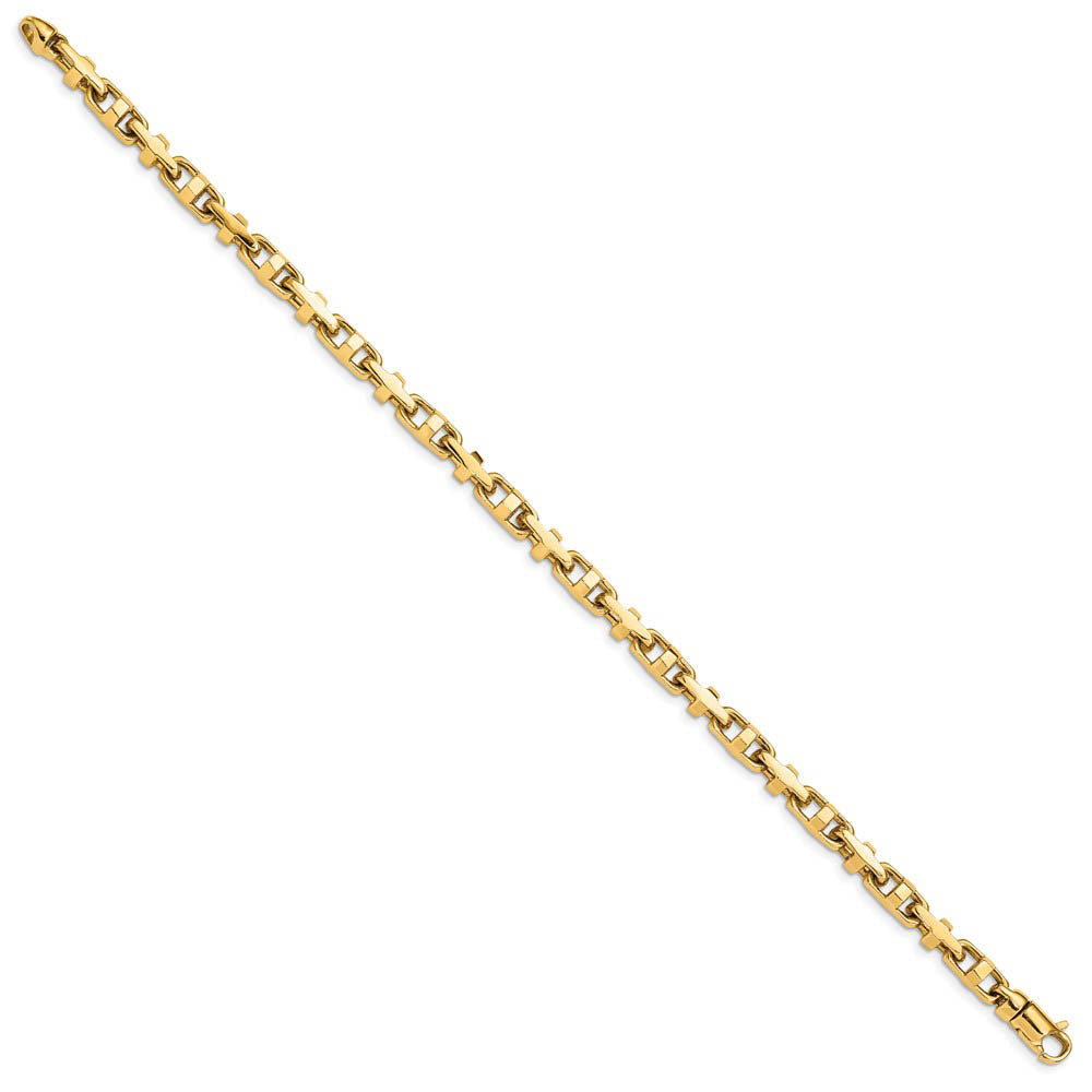 Alternate view of the 5mm 14K Yellow Gold Solid Fancy Anchor Chain Bracelet, 8.75 Inch by The Black Bow Jewelry Co.