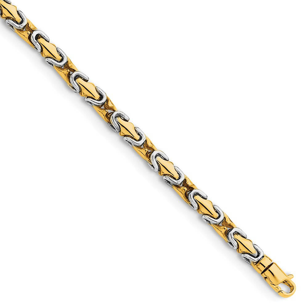4.25mm 14K Two Tone Gold Fancy Chain Link Bracelet, 8 Inch, Item C10621 by The Black Bow Jewelry Co.