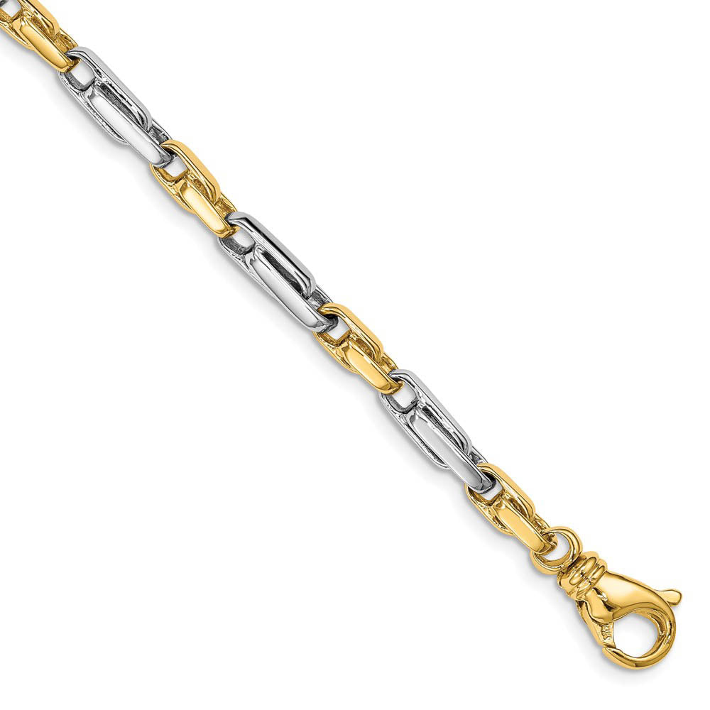 5mm 14K Two Tone Gold Solid Fancy Link Chain Bracelet, 8 Inch, Item C10624 by The Black Bow Jewelry Co.