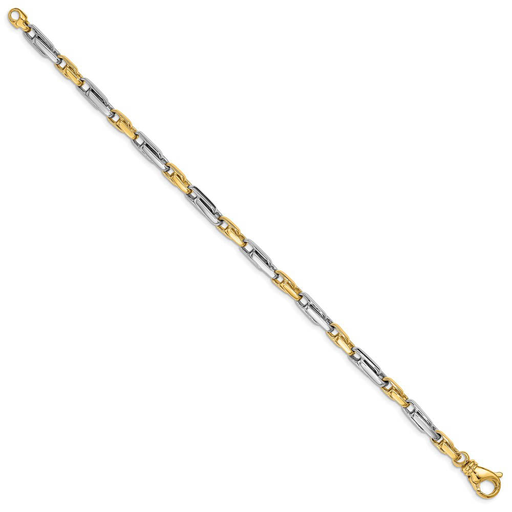 Alternate view of the 5mm 14K Two Tone Gold Solid Fancy Link Chain Bracelet, 8 Inch by The Black Bow Jewelry Co.