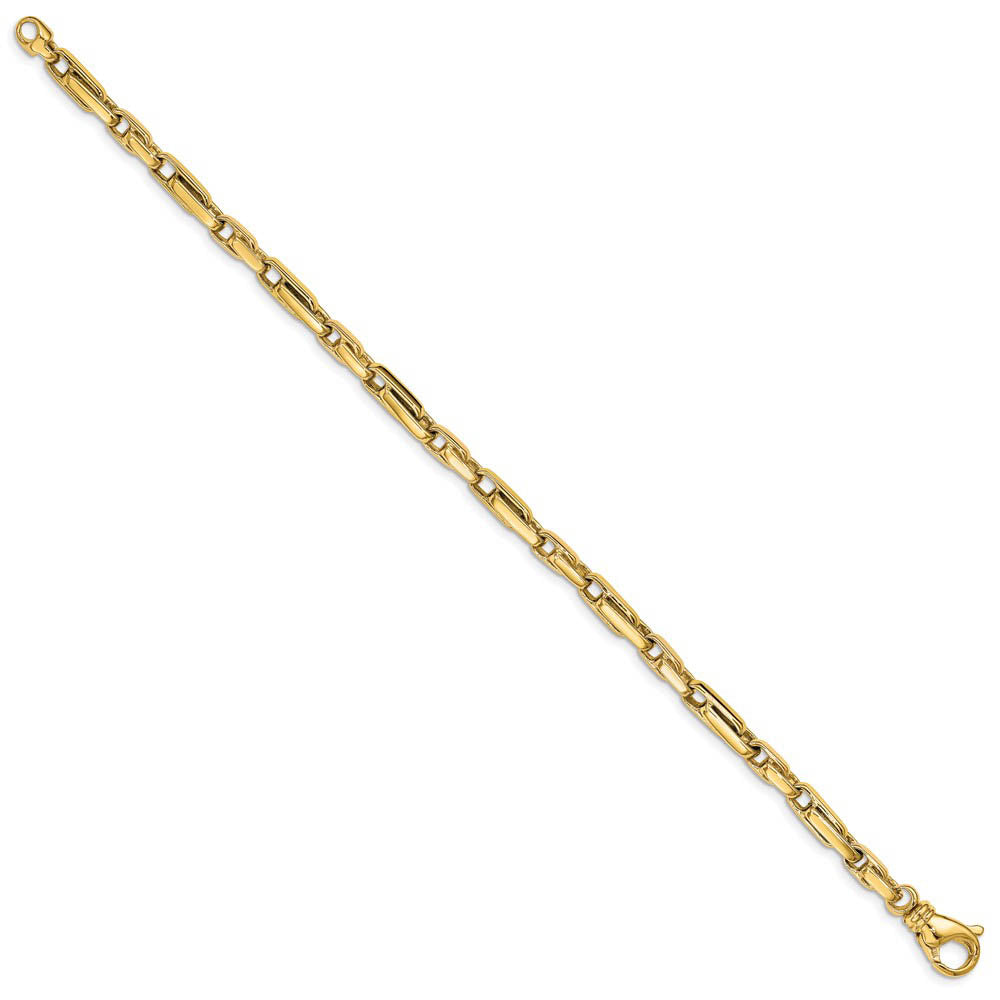 Alternate view of the 5mm 14K Yellow Gold Solid Fancy Link Chain Bracelet, 8.5 Inch by The Black Bow Jewelry Co.