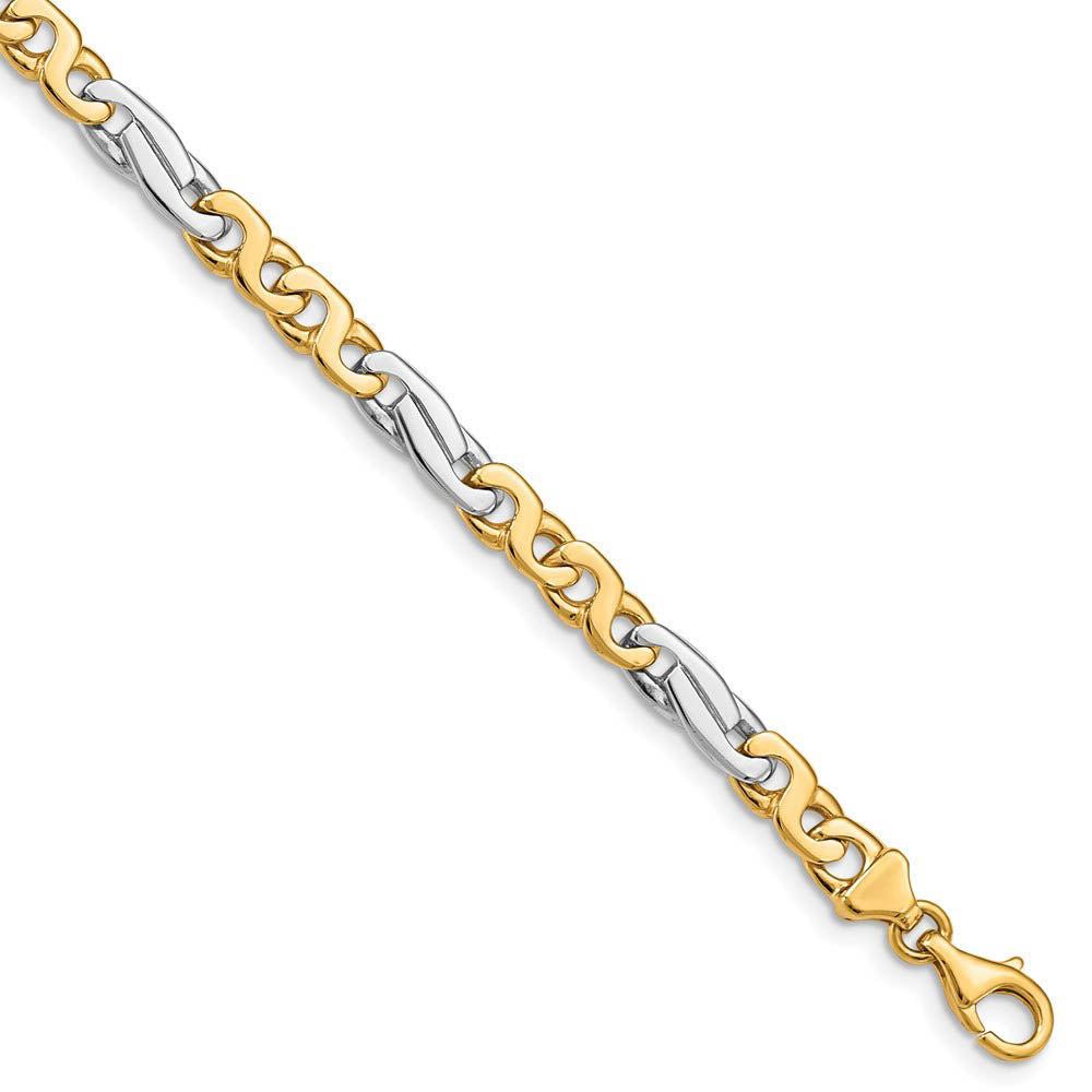 6mm 14K Two Tone Gold Solid Fancy Figaro Chain Bracelet, 9 Inch, Item C10626 by The Black Bow Jewelry Co.